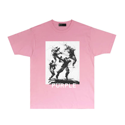 Purple Black Ink Art Character Tee – Vintage Streetwear Graphic T-Shirt PUR001
