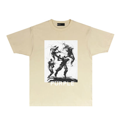 Purple Black Ink Art Character Tee – Vintage Streetwear Graphic T-Shirt PUR001