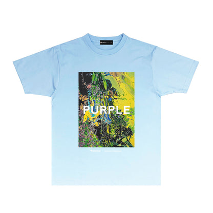 Purple Garden Oil Painting Graphic T Shirt Artistic Print Short Sleeve Tee PUR002