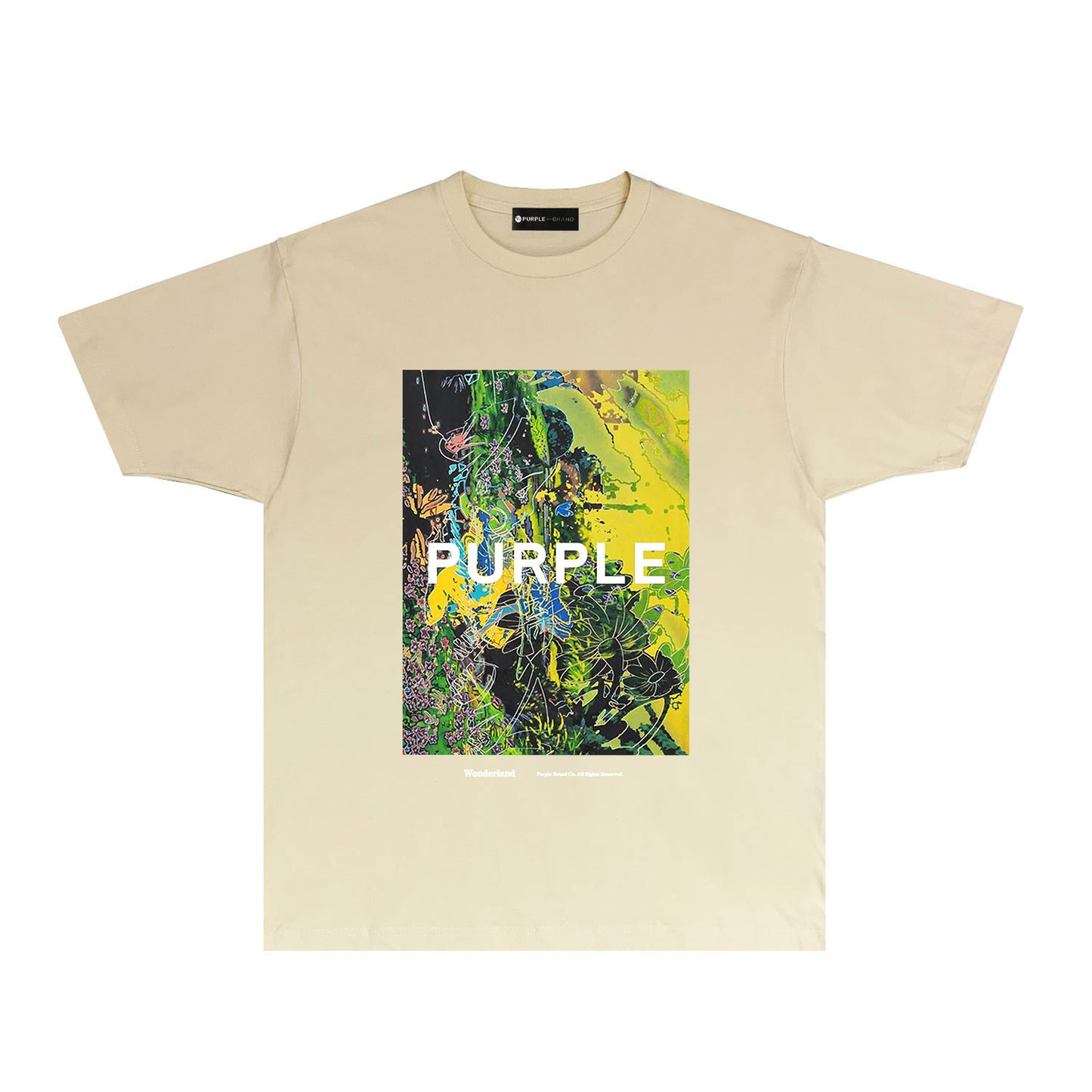 Purple Garden Oil Painting Graphic T Shirt Artistic Print Short Sleeve Tee PUR002