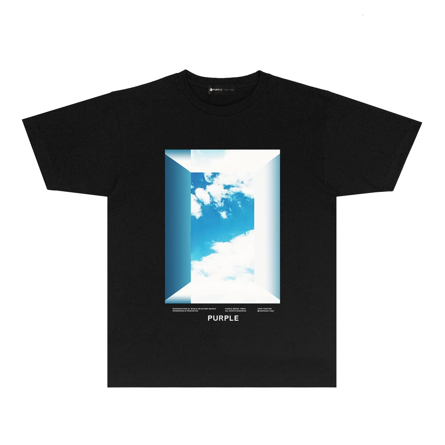 Purple Blue Sky Cloud Graphic T Shirt Short Sleeve Casual Tee PUR003