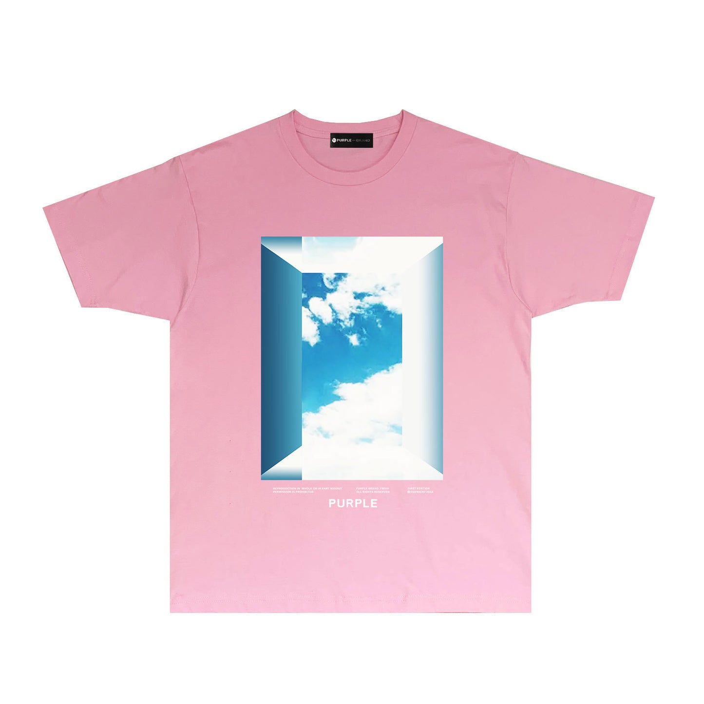 Purple Blue Sky Cloud Graphic T Shirt Short Sleeve Casual Tee PUR003