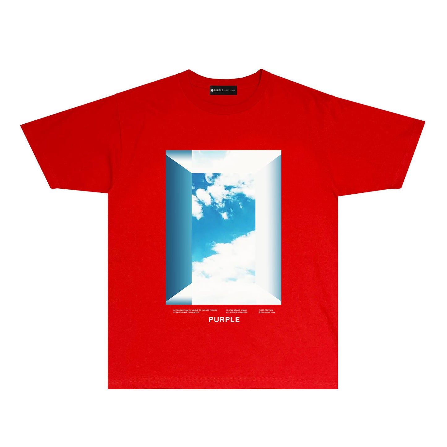 Purple Blue Sky Cloud Graphic T Shirt Short Sleeve Casual Tee PUR003