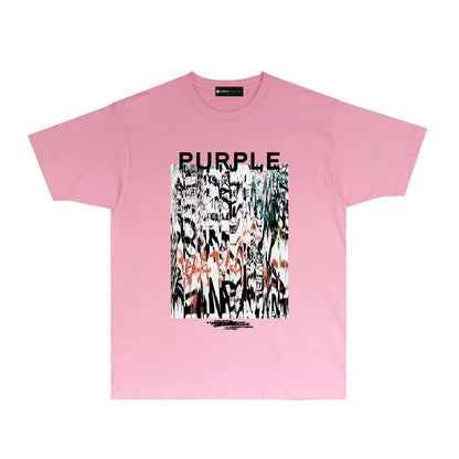 Purple Graffiti Graphic T Shirt Short Sleeve Streetwear Tee PUR004