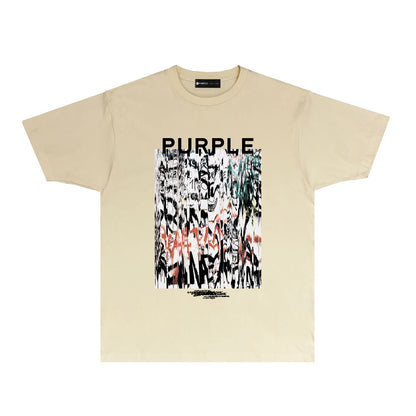 Purple Graffiti Graphic T Shirt Short Sleeve Streetwear Tee PUR004