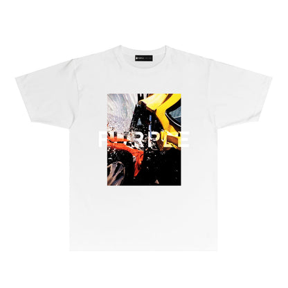 Purple Racing Tire Graphic T Shirt Short Sleeve Streetwear Tee PUR006