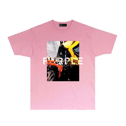 Purple Racing Tire Graphic T Shirt Short Sleeve Streetwear Tee PUR006