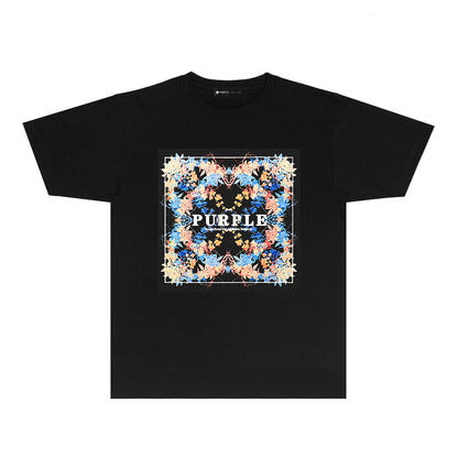 Purple Graffiti Graphic T Shirt Short Sleeve Casual Streetwear Tee PUR009