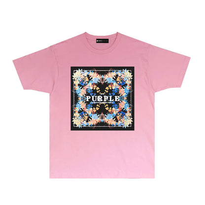 Purple Graffiti Graphic T Shirt Short Sleeve Casual Streetwear Tee PUR009