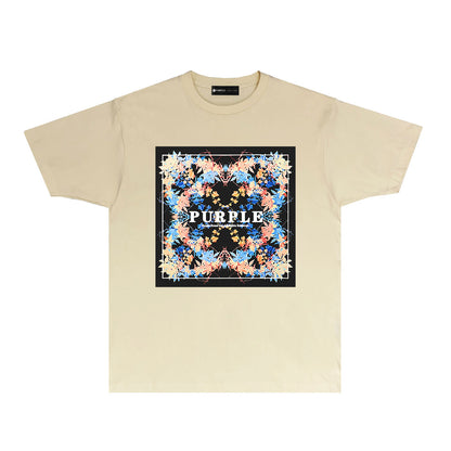 Purple Graffiti Graphic T Shirt Short Sleeve Casual Streetwear Tee PUR009