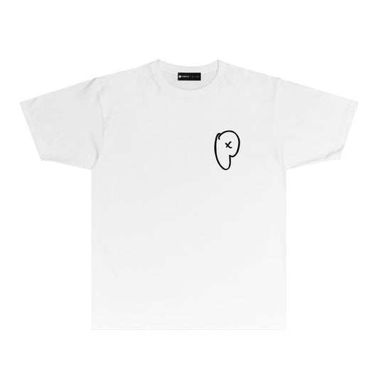 Purple P Letter Graphic T Shirt Short Sleeve Casual Streetwear Tee PUR010
