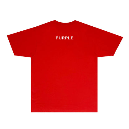 Purple P Letter Graphic T Shirt Short Sleeve Casual Streetwear Tee PUR010
