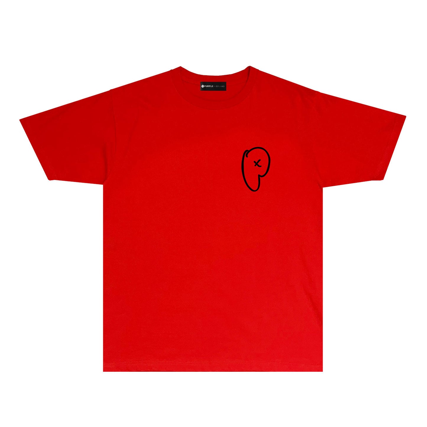Purple P Letter Graphic T Shirt Short Sleeve Casual Streetwear Tee PUR010