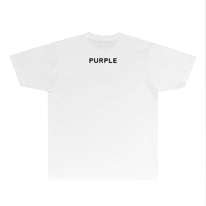 Purple P Letter Graphic T Shirt Short Sleeve Casual Streetwear Tee PUR010