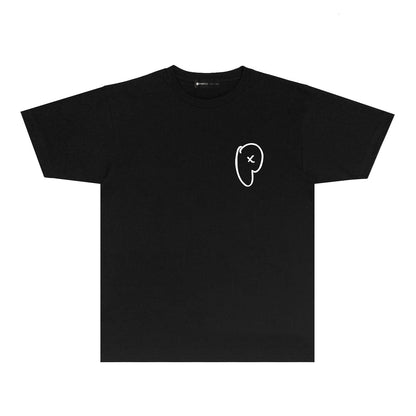 Purple P Letter Graphic T Shirt Short Sleeve Casual Streetwear Tee PUR010