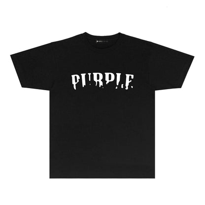 Purple Missing Letter Graphic T Shirt Short Sleeve Casual Streetwear Tee PUR011