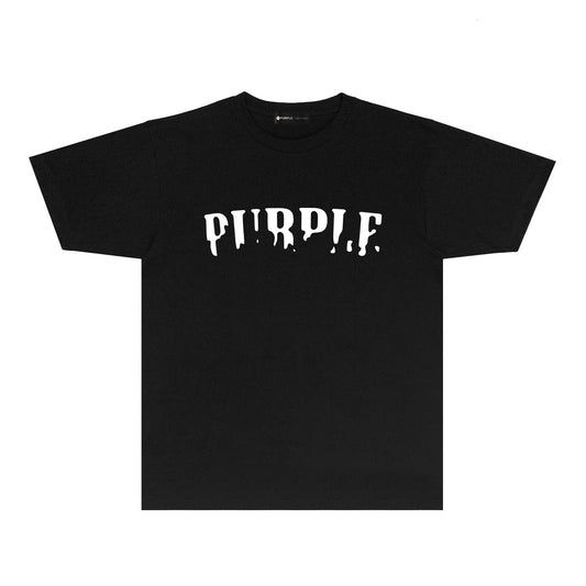 Purple Missing Letter Graphic T Shirt Short Sleeve Casual Streetwear Tee PUR011