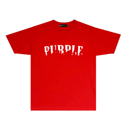 Purple Missing Letter Graphic T Shirt Short Sleeve Casual Streetwear Tee PUR011