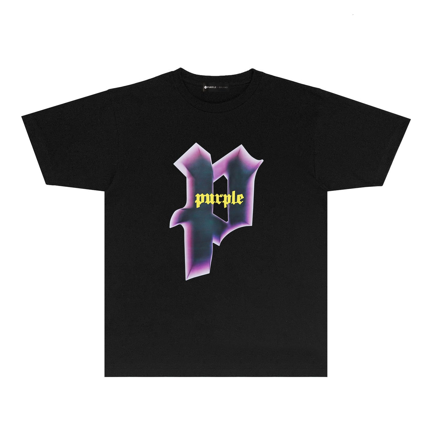 Purple Iridescent Letter Graphic T Shirt Short Sleeve Casual Streetwear Tee PUR012