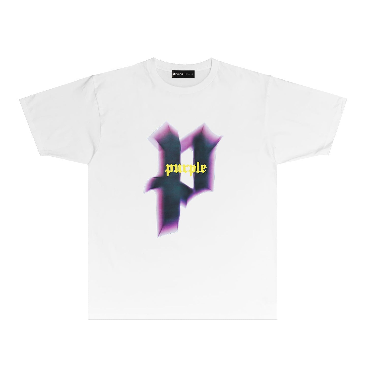 Purple Iridescent Letter Graphic T Shirt Short Sleeve Casual Streetwear Tee PUR012
