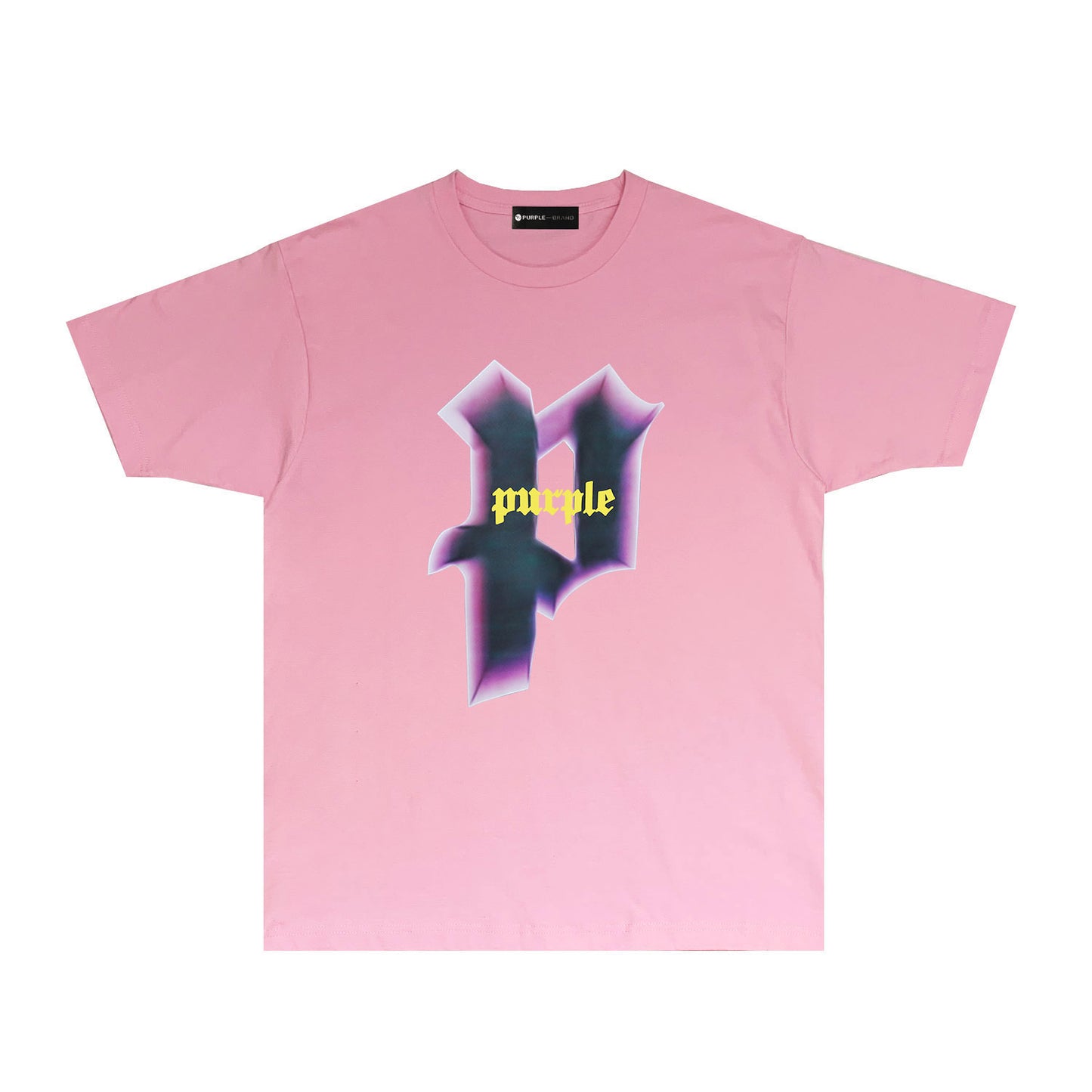 Purple Iridescent Letter Graphic T Shirt Short Sleeve Casual Streetwear Tee PUR012