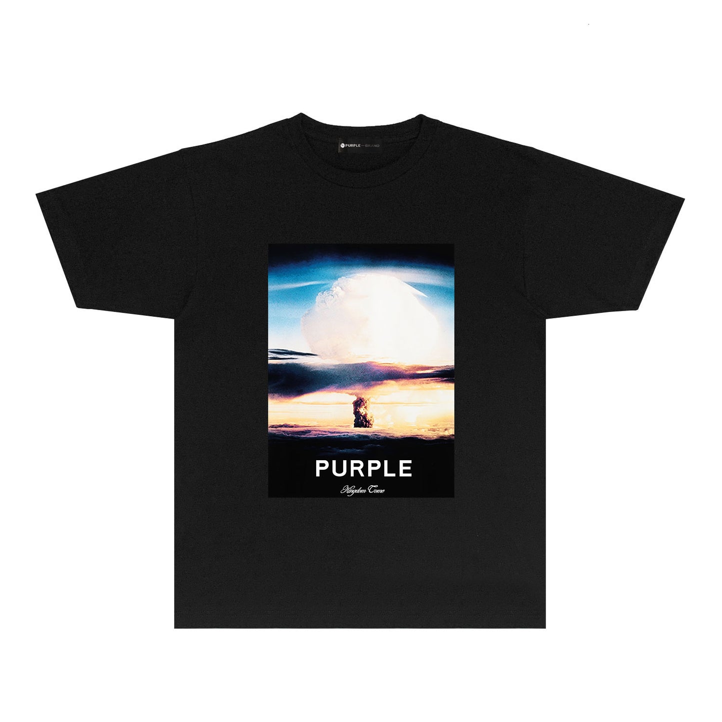 Purple Mushroom Cloud Graphic T Shirt Short Sleeve Casual Streetwear Tee PUR013
