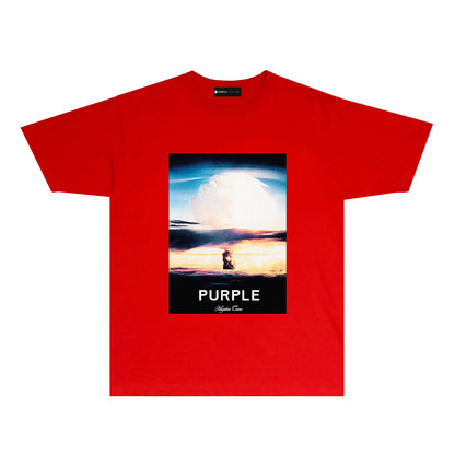 Purple Mushroom Cloud Graphic T Shirt Short Sleeve Casual Streetwear Tee PUR013