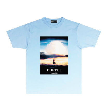 Purple Mushroom Cloud Graphic T Shirt Short Sleeve Casual Streetwear Tee PUR013