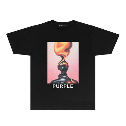 Purple Ornament Graphic T Shirt Short Sleeve Casual Streetwear Tee PUR014