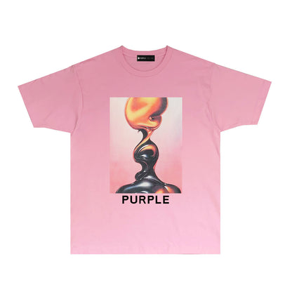 Purple Ornament Graphic T Shirt Short Sleeve Casual Streetwear Tee PUR014
