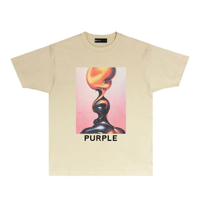 Purple Ornament Graphic T Shirt Short Sleeve Casual Streetwear Tee PUR014