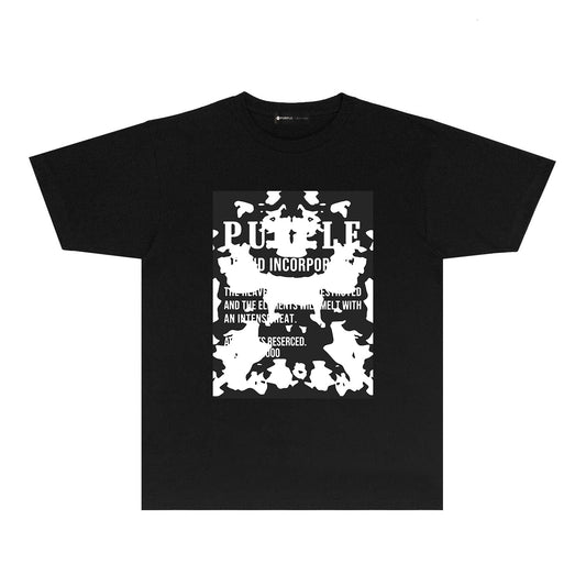 Purple Black White Camouflage Graphic T Shirt Short Sleeve Casual Streetwear Tee PUR015