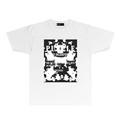 Purple Black White Camouflage Graphic T Shirt Short Sleeve Casual Streetwear Tee PUR015