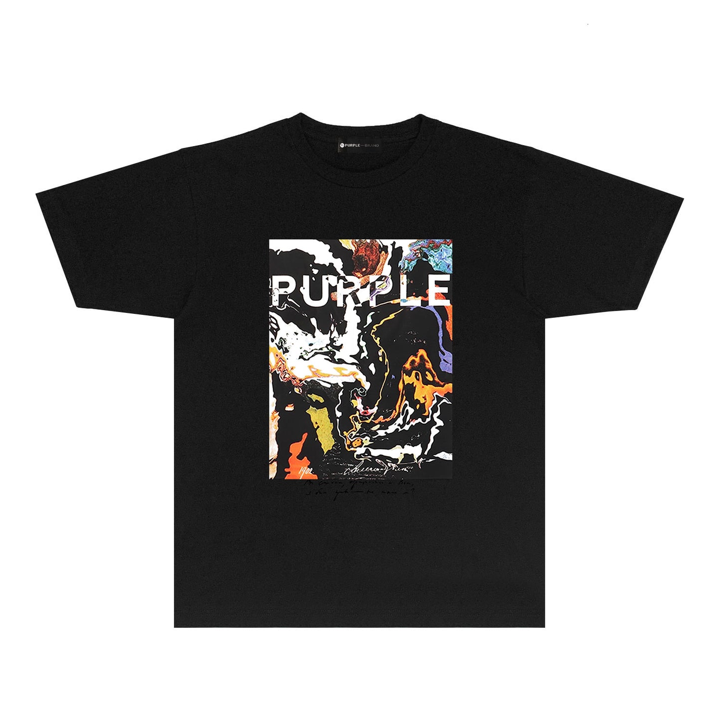 Purple Abstract Color Ink Graphic T Shirt Short Sleeve Casual Streetwear Tee PUR016