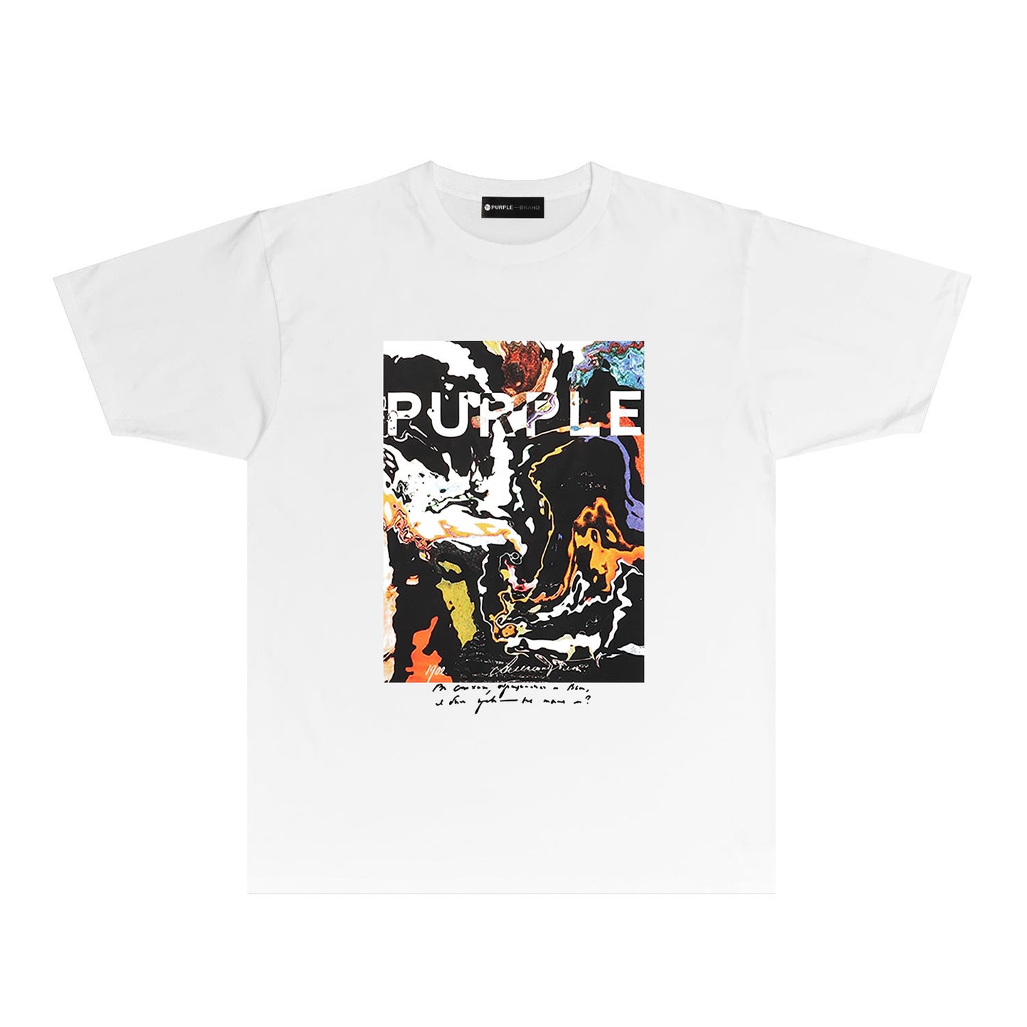 Purple Abstract Color Ink Graphic T Shirt Short Sleeve Casual Streetwear Tee PUR016