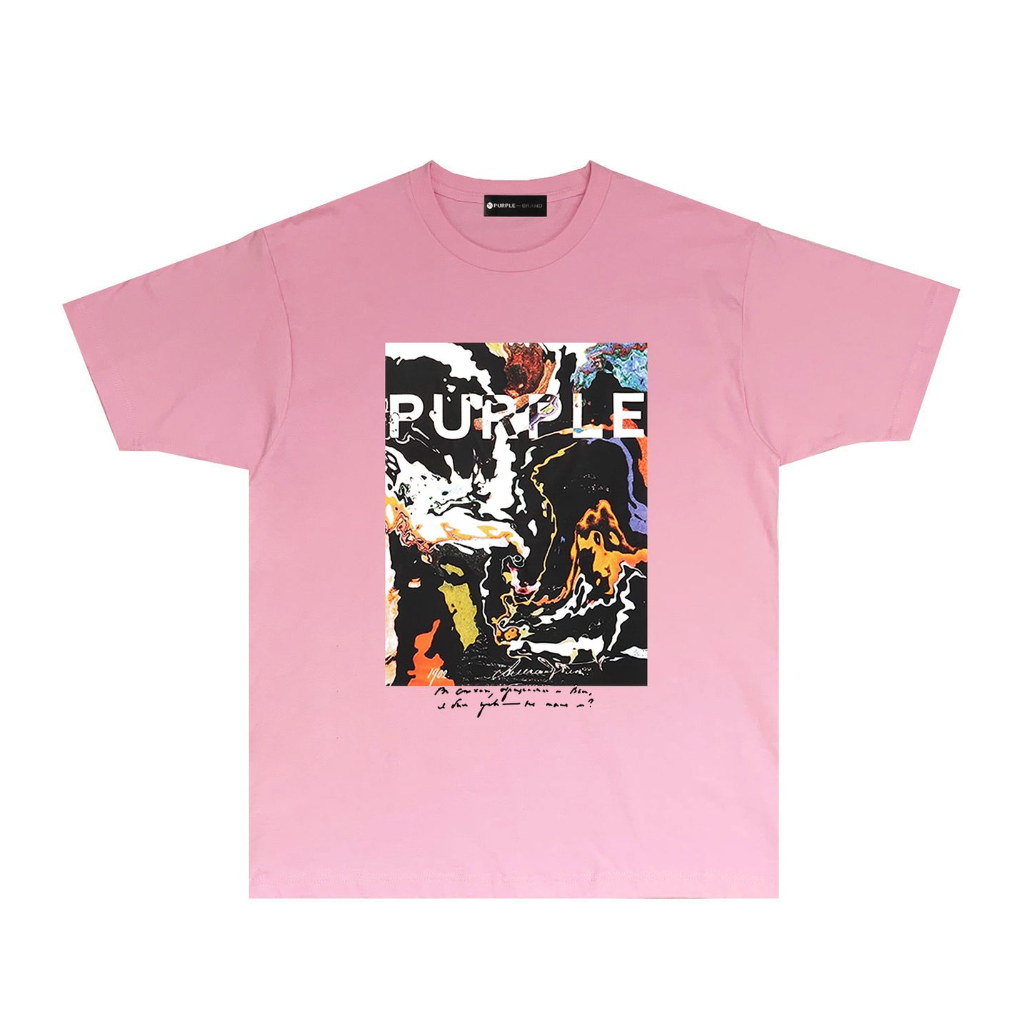 Purple Abstract Color Ink Graphic T Shirt Short Sleeve Casual Streetwear Tee PUR016