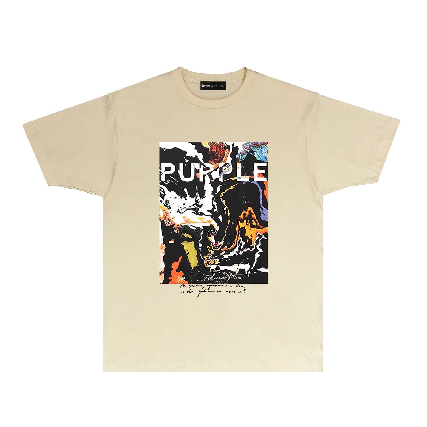 Purple Abstract Color Ink Graphic T Shirt Short Sleeve Casual Streetwear Tee PUR016