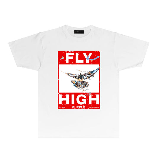 Purple Distressed Eagle Graphic T Shirt Short Sleeve Casual Streetwear Tee PUR017