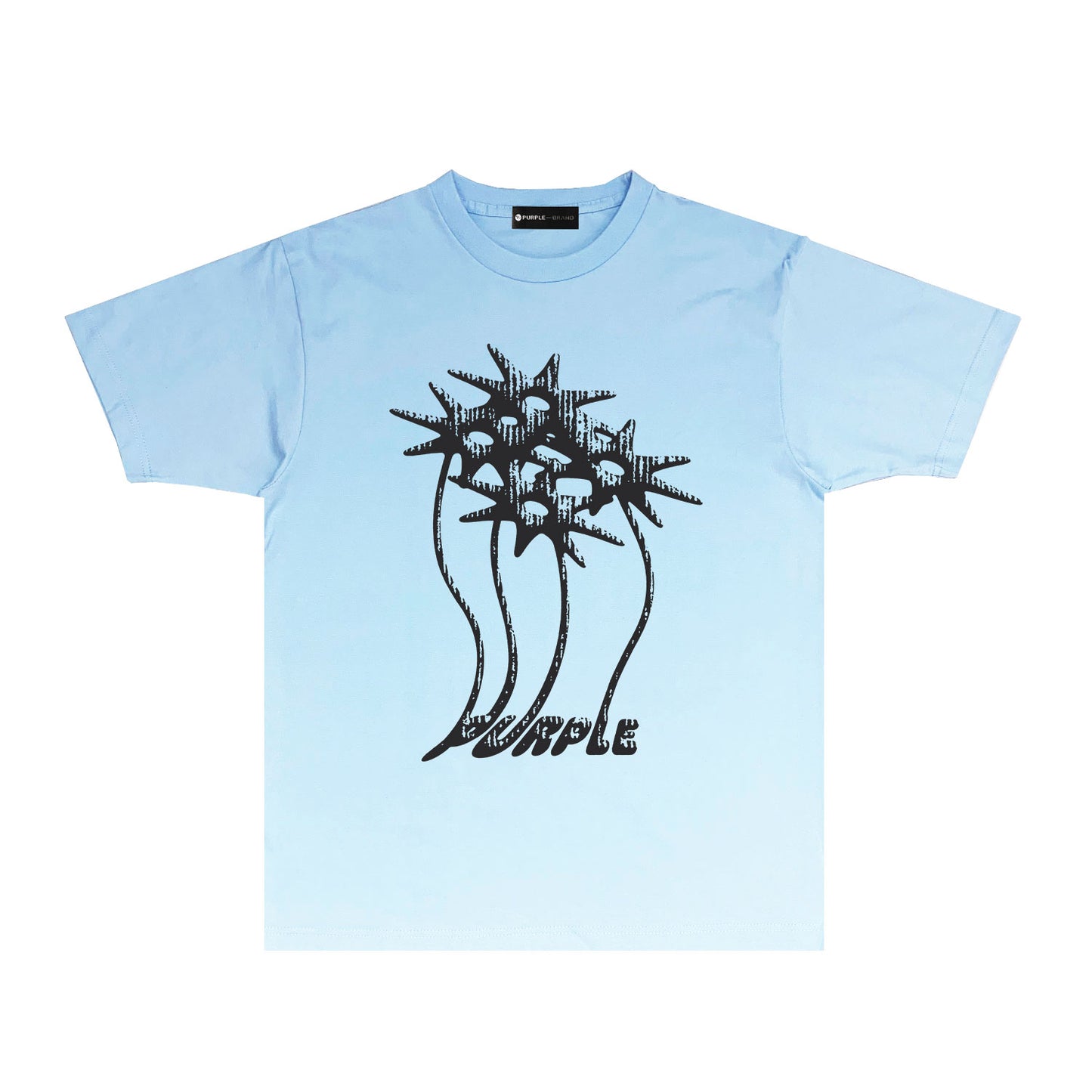 Purple Palm Tree Graphic T Shirt Short Sleeve Casual Streetwear Tee PUR018