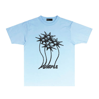 Purple Palm Tree Graphic T Shirt Short Sleeve Casual Streetwear Tee PUR018