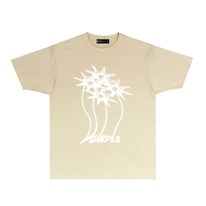 Purple Palm Tree Graphic T Shirt Short Sleeve Casual Streetwear Tee PUR018