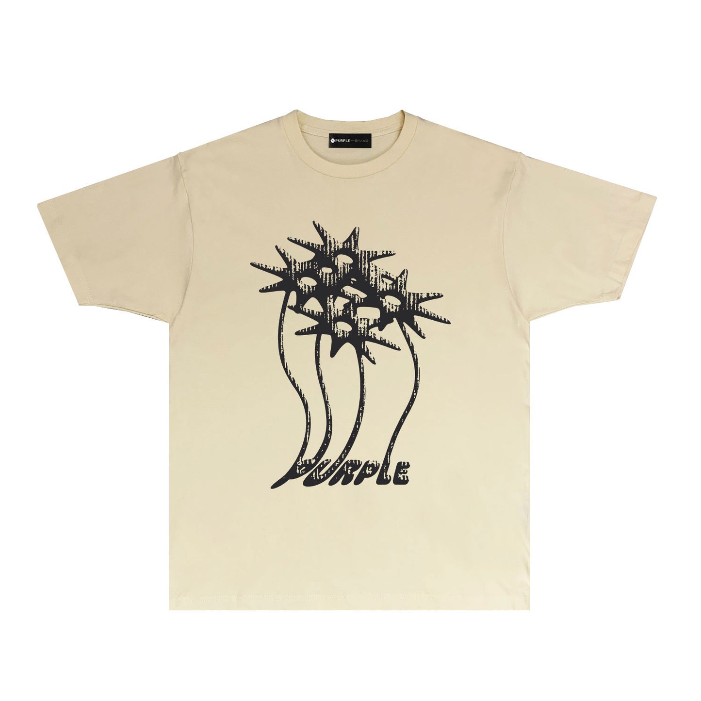 Purple Palm Tree Graphic T Shirt Short Sleeve Casual Streetwear Tee PUR018