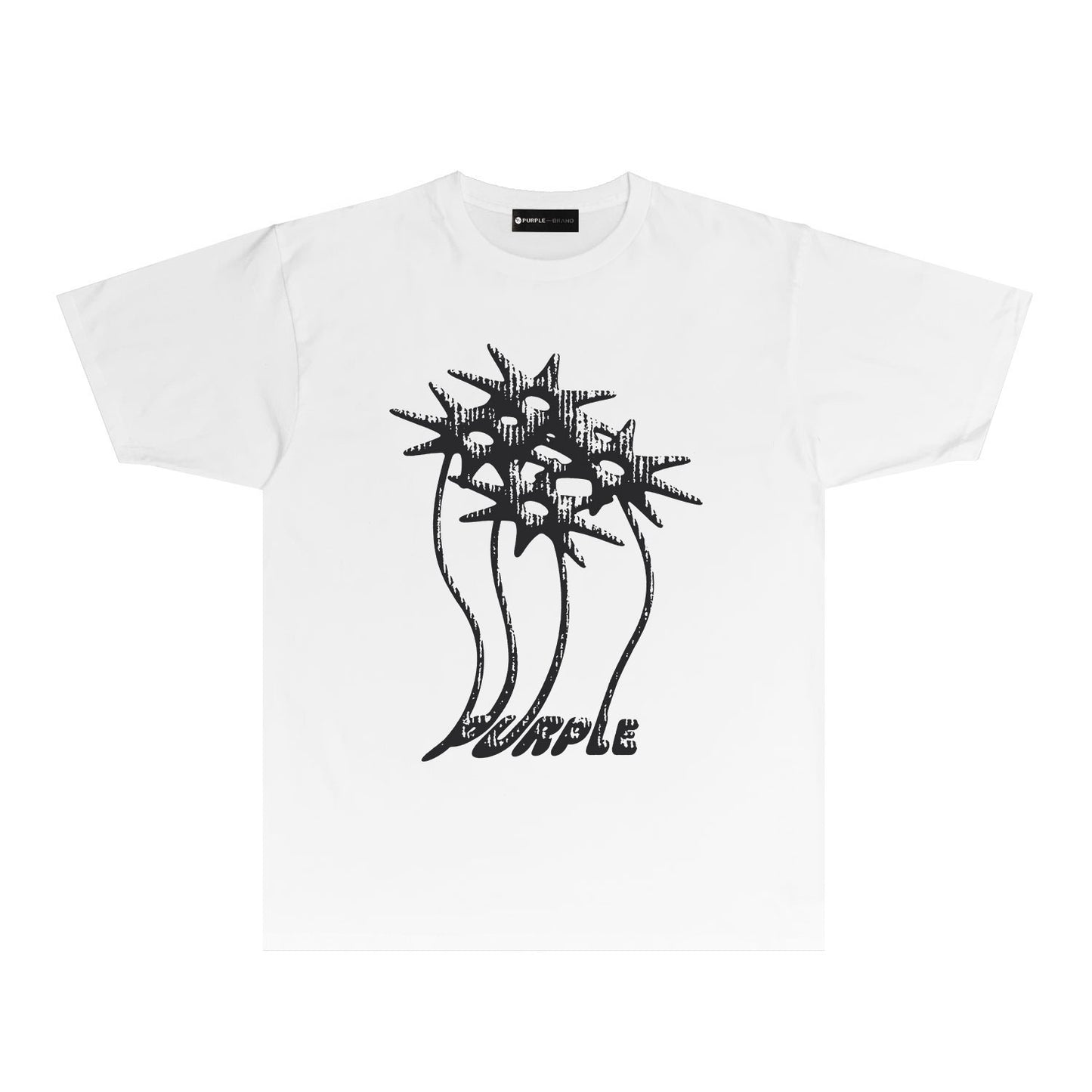 Purple Palm Tree Graphic T Shirt Short Sleeve Casual Streetwear Tee PUR018