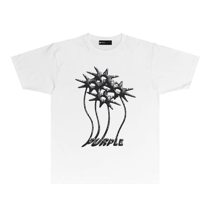 Purple Palm Tree Graphic T Shirt Short Sleeve Casual Streetwear Tee PUR018