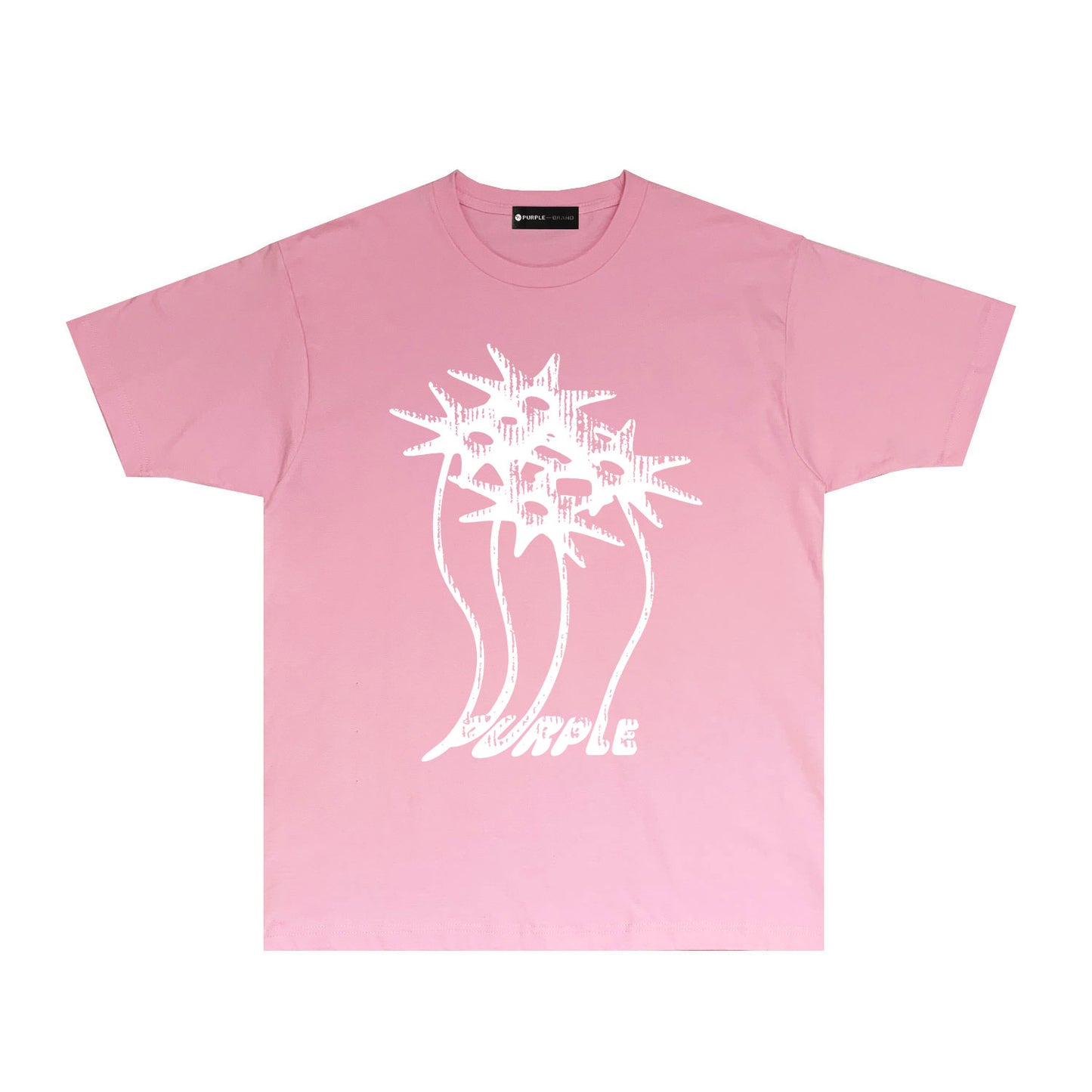 Purple Palm Tree Graphic T Shirt Short Sleeve Casual Streetwear Tee PUR018