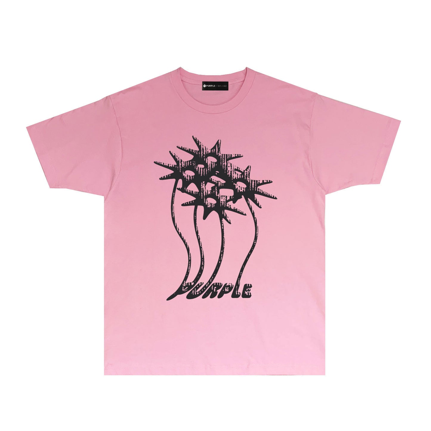 Purple Palm Tree Graphic T Shirt Short Sleeve Casual Streetwear Tee PUR018