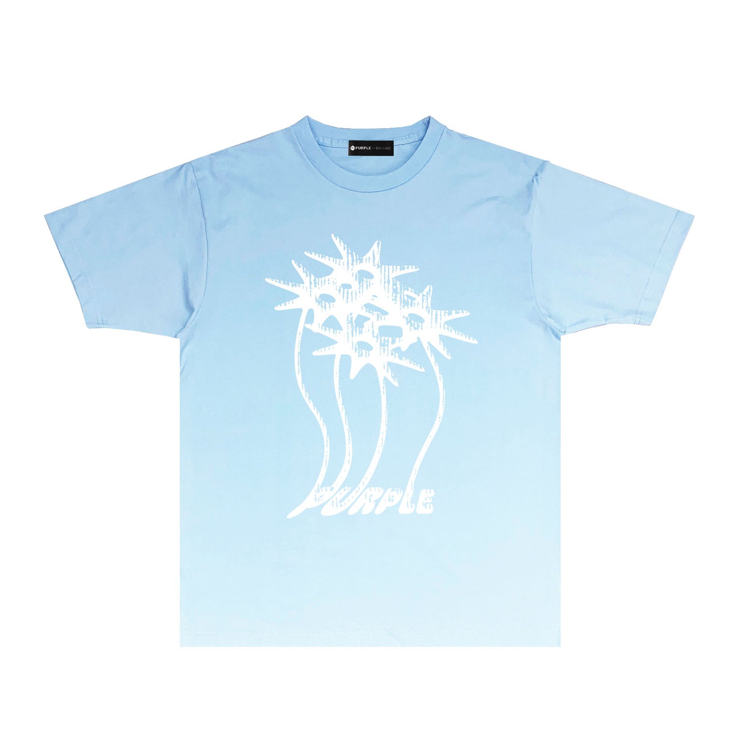 Purple Palm Tree Graphic T Shirt Short Sleeve Casual Streetwear Tee PUR018