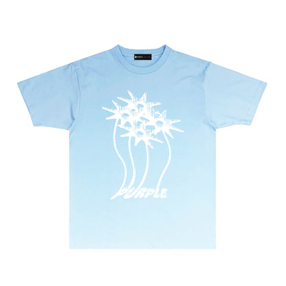 Purple Palm Tree Graphic T Shirt Short Sleeve Casual Streetwear Tee PUR018