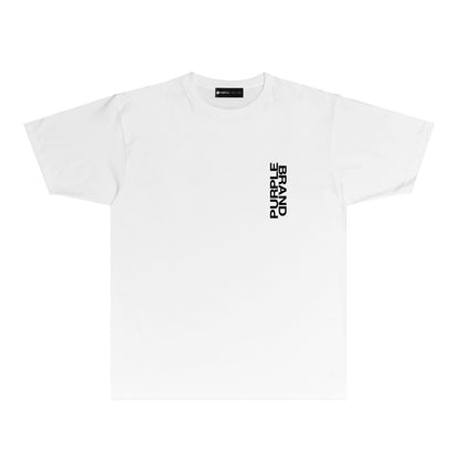Purple Vertical Small Letter Graphic T Shirt Short Sleeve Casual Streetwear Tee PUR019
