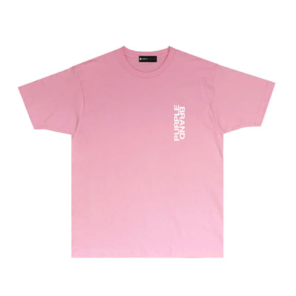 Purple Vertical Small Letter Graphic T Shirt Short Sleeve Casual Streetwear Tee PUR019